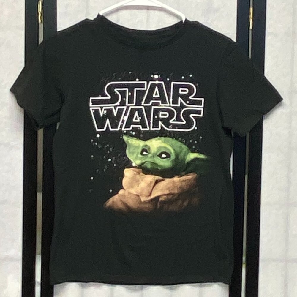 Lucasfilm L Baby Yoda The Child Star Wars Graphic Short Sleeve Tee Shirt Black
